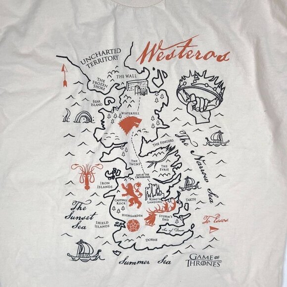 Game of Thrones GOT Westeros Map T-Shirt Men's Large - Picture 4 of 4